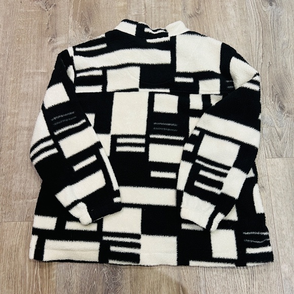 Men's Faux Sherpa fleece Sherling Trucker Jacket geometric streetwear Y2K 2XL - Picture 13 of 16